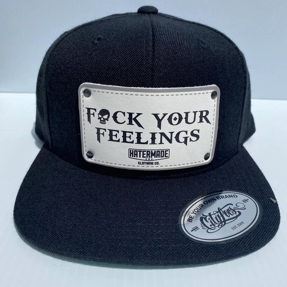 Black SnapBack Hat • “Fuck Your Feelings” Patch